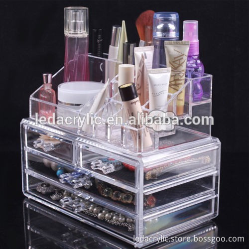 Makeup Display Jewellery Organizer Box Clear Acrylic Cosmetic 4 Drawers Storage